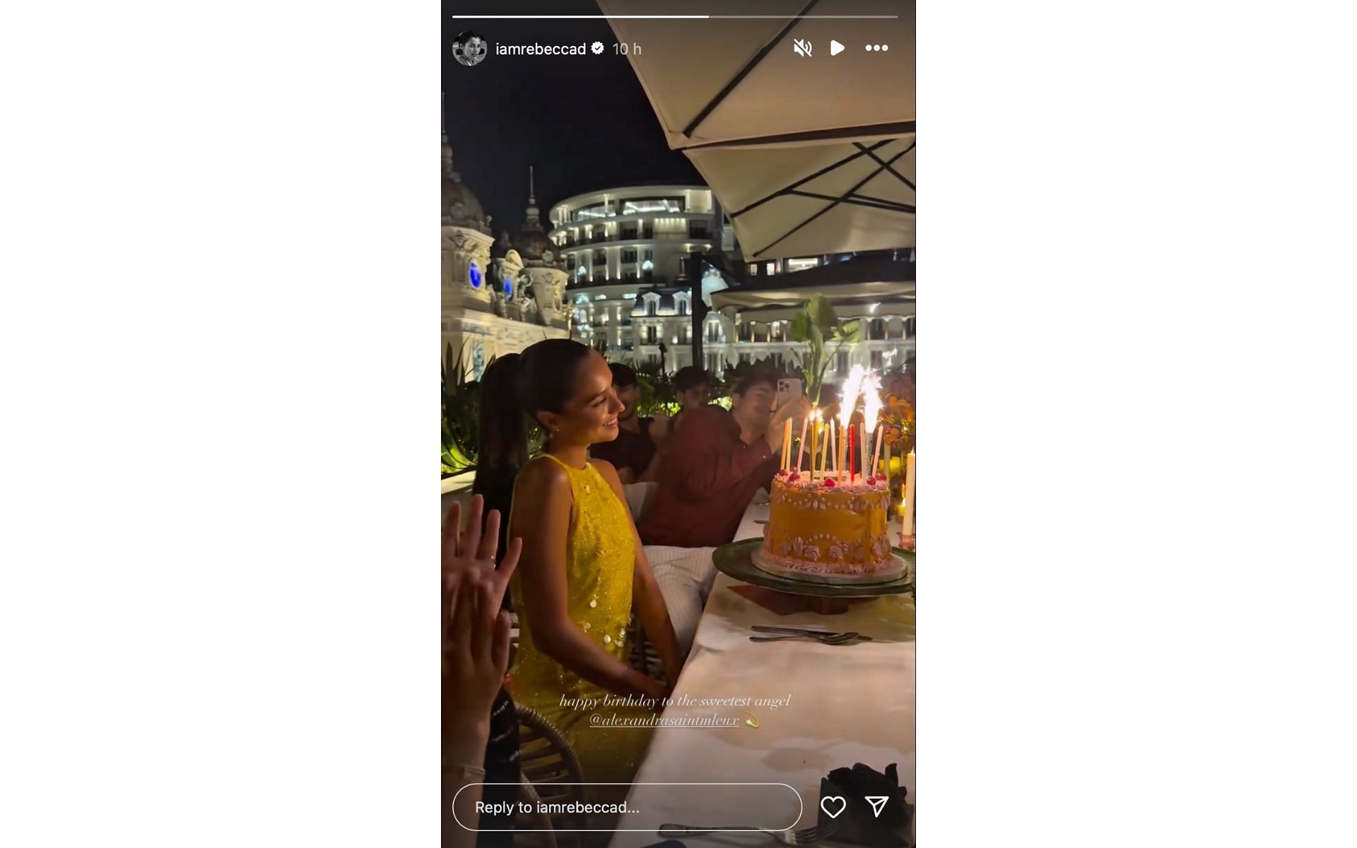 Rebecca Donaldson's Instagram story wishing Alexandra Saint Mleux a happy birthday | Source: Instagram/@iamrebeccad